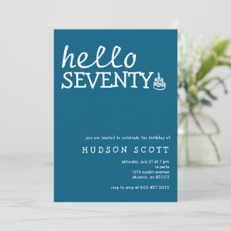 Geburtstagsfeier Mens Hallo Seventy Blue Einladung