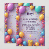 Geburtstagsfeier mit Ballons Einladung (Vorne/Hinten)