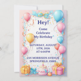 Geburtstagsfeier mit Ballons Einladung