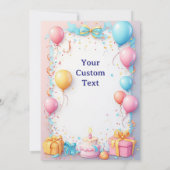 Geburtstagsfeier mit Ballons Einladung (Rückseite)