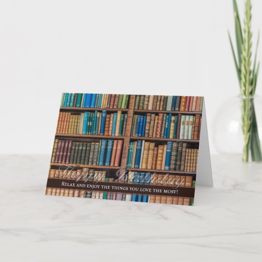 Geburtstagsfeier mit Buchcase Karte (Vorderseite)