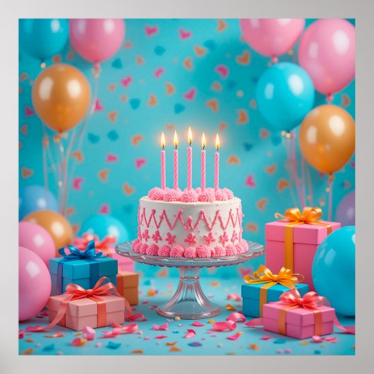 Geburtstagsfeier mit Candlelit Cake Poster (Vorne)
