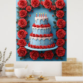 Geburtstagsfeier mit Candlelit Cake Poster (Küche)