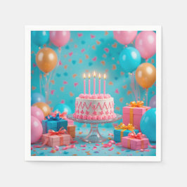 Geburtstagsfeier mit Candlelit Cake Serviette