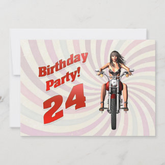 Geburtstagsfeier mit einem Mädchen auf einem Motor Einladung