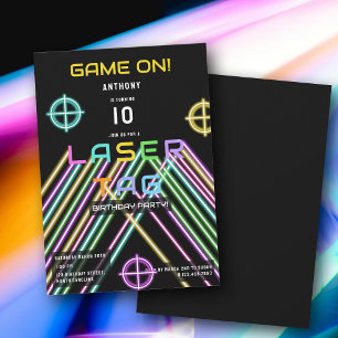 Geburtstagsfeier mit farbenfrohem Neon-Laser-Tag G Einladung
