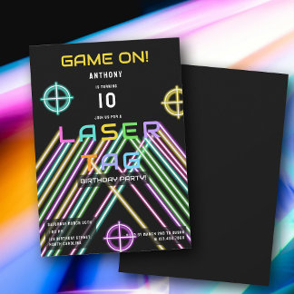 Geburtstagsfeier mit farbenfrohem Neon-Laser-Tag G Einladung