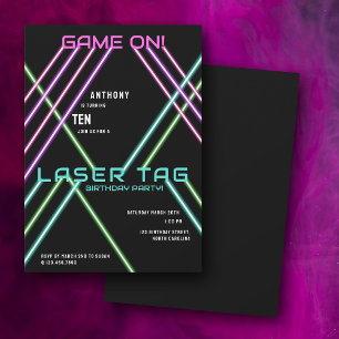 Geburtstagsfeier mit farbenfrohem Neon-Laser-Tag G Einladung