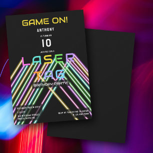 Geburtstagsfeier mit farbenfrohem Neon-Laser-Tag G Einladung