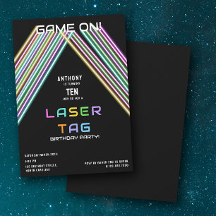 Geburtstagsfeier mit farbenfrohem Neon-Laser-Tag G Einladung