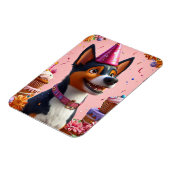 Geburtstagsfeier mit glücklichem Hund Magnet (Linke Seite)