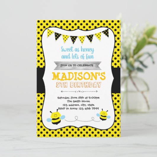 Geburtstagsfeier mit Hummel Einladung (Stehend Vorderseite)