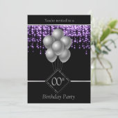 Geburtstagsfeier mit Lila Starlights Einladung (Stehend Vorderseite)