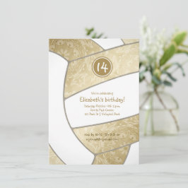 Geburtstagsfeier mit mädchenhaftem Golden Volleyba Einladung