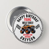 Geburtstagsfeier mit modernen Kinder-Monstertrucks Button (Vorne & Hinten)