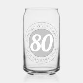 Geburtstagsfeier mit Namen, Alter und Geburtstag Dosenglas (Vorderseite)