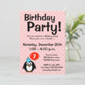 Geburtstagsfeier mit niedlichem Pinguin Einladung (Stehend Vorderseite)