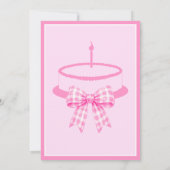 Geburtstagsfeier mit rosa Gingham-Schleife Einladung (Rückseite)