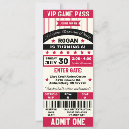 Geburtstagsfeier mit Schwarz-Rot-Sportthema Ticket Einladung