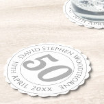 Geburtstagsfeier Personalisiert Untersetzer<br><div class="desc">50. Geburtstagsparty Untersetzer .Gedenkfeier Geburtstag feiern Party Untersetzer mit dem Namen der Person,  und das Datum ihres Geburtstages. Ein Untersetzer für jemanden,  der 50. 50 Jahre alt ist,  Party Untersetzer. Paper Untersetzer für eine 50. Geburtstagsfeier.</div>