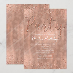 Geburtstagsfeier Pink Rosen Gold Glamour Einladung