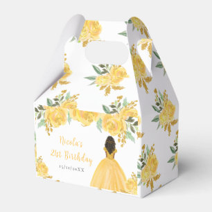 Geburtstagsfeier Prinzessin mit dunkler Haut Gold Geschenkschachtel