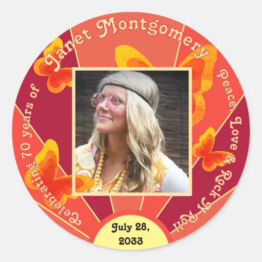 Geburtstagsfeier Retro 60er Foto Sticker (Vorderseite)