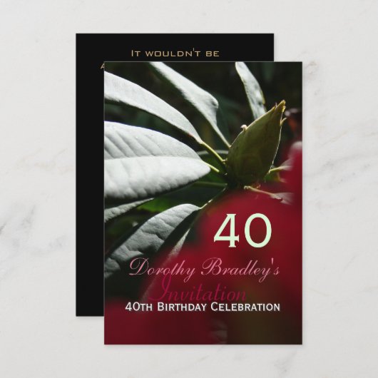 Geburtstagsfeier Rhododendron Custom Einladung (Vorne/Hinten)