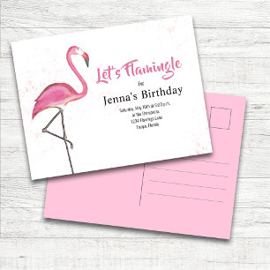 Geburtstagsfeier Rosa Flamingo Benutzerdefiniert Postkarte