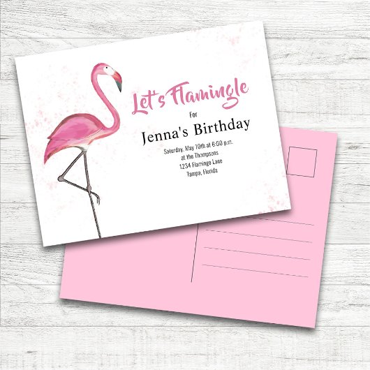 Geburtstagsfeier Rosa Flamingo Benutzerdefiniert Postkarte