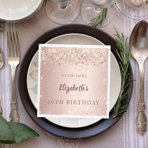 Geburtstagsfeier rose-gold Konfetti rosa Mittagess Serviette