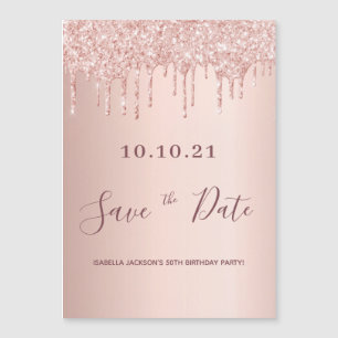Geburtstagsfeier Rose Gold Pink Save the Date Magnetkarte