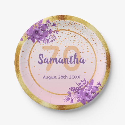 Geburtstagsfeier Rose Goldblütengolden Pappteller (Vorderseite)