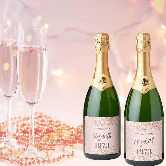 Geburtstagsfeier Rose Schaumweinetikett