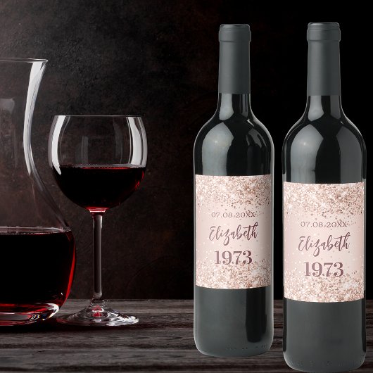 Geburtstagsfeier Rose Weinetikett