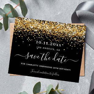 Geburtstagsfeier Schwarz Gold Budget Save the Date Flyer