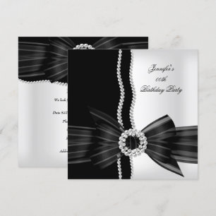 Geburtstagsfeier Schwarz Weiß Perle Diamant Bild Einladung
