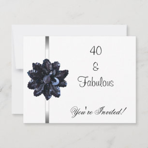 Geburtstagsfeier Schwarze Pailletten-Blume Fabelha Einladung