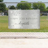 Geburtstagsfeier Silber Glitter Staub Monogramm Banner (Insitu)