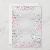 Geburtstagsfeier Silberpink Glitzer Ballons Mädche Einladung (Rückseite)
