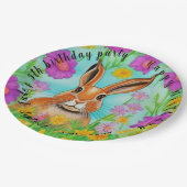 Geburtstagsfeier Teller, bearbeitbarer Text. Pappteller (Schrägansicht)