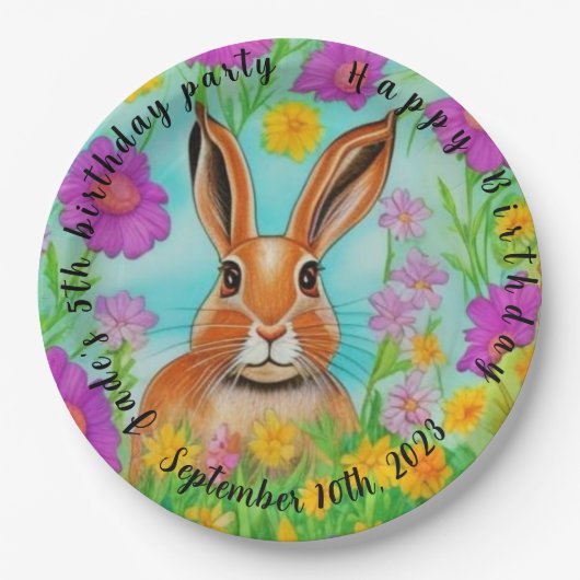 Geburtstagsfeier Teller, bearbeitbarer Text. Pappteller (Vorderseite)