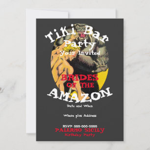 Geburtstagsfeier Tiki Bar Amazon Braut Einladung