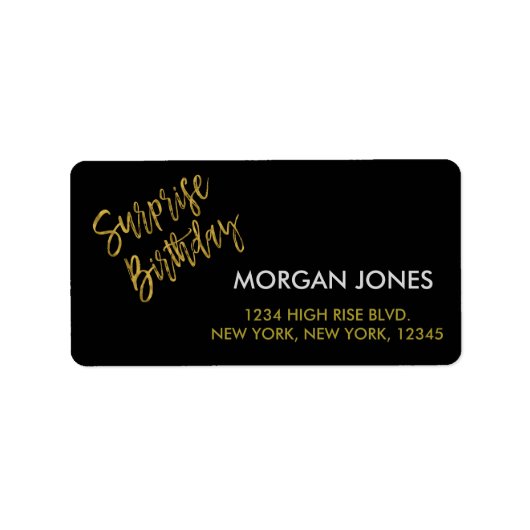 Geburtstagsfeier Überraschung Geburtstagsadresse Adressaufkleber (Vorne)