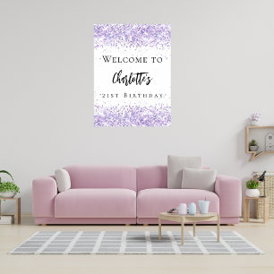 Geburtstagsfeier violett lila weiß glänzender Name Poster