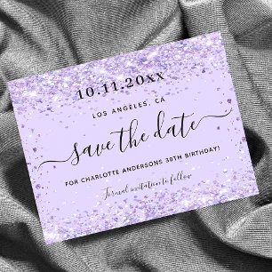 Geburtstagsfeier violetter Glitter Budget Termin m Flyer