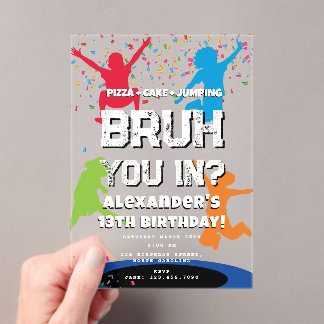 Geburtstagsfeier von Bruh Boy Teenager Springen Tr Acryleinladungen