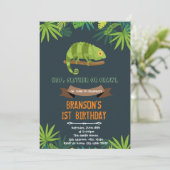 Geburtstagsfeier von Chameleon Einladung (Stehend Vorderseite)
