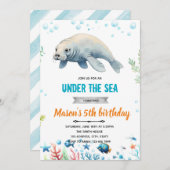 Geburtstagsfeier von Manatee Einladung (Vorne/Hinten)