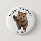 Geburtstagsfeier Wombat Button (Vorderseite)